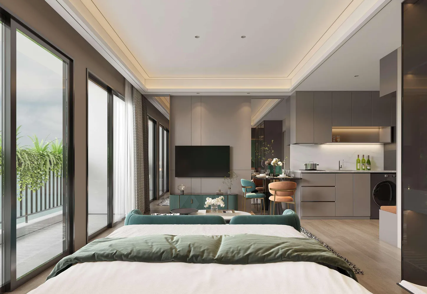 Студия 34 м² — балкон